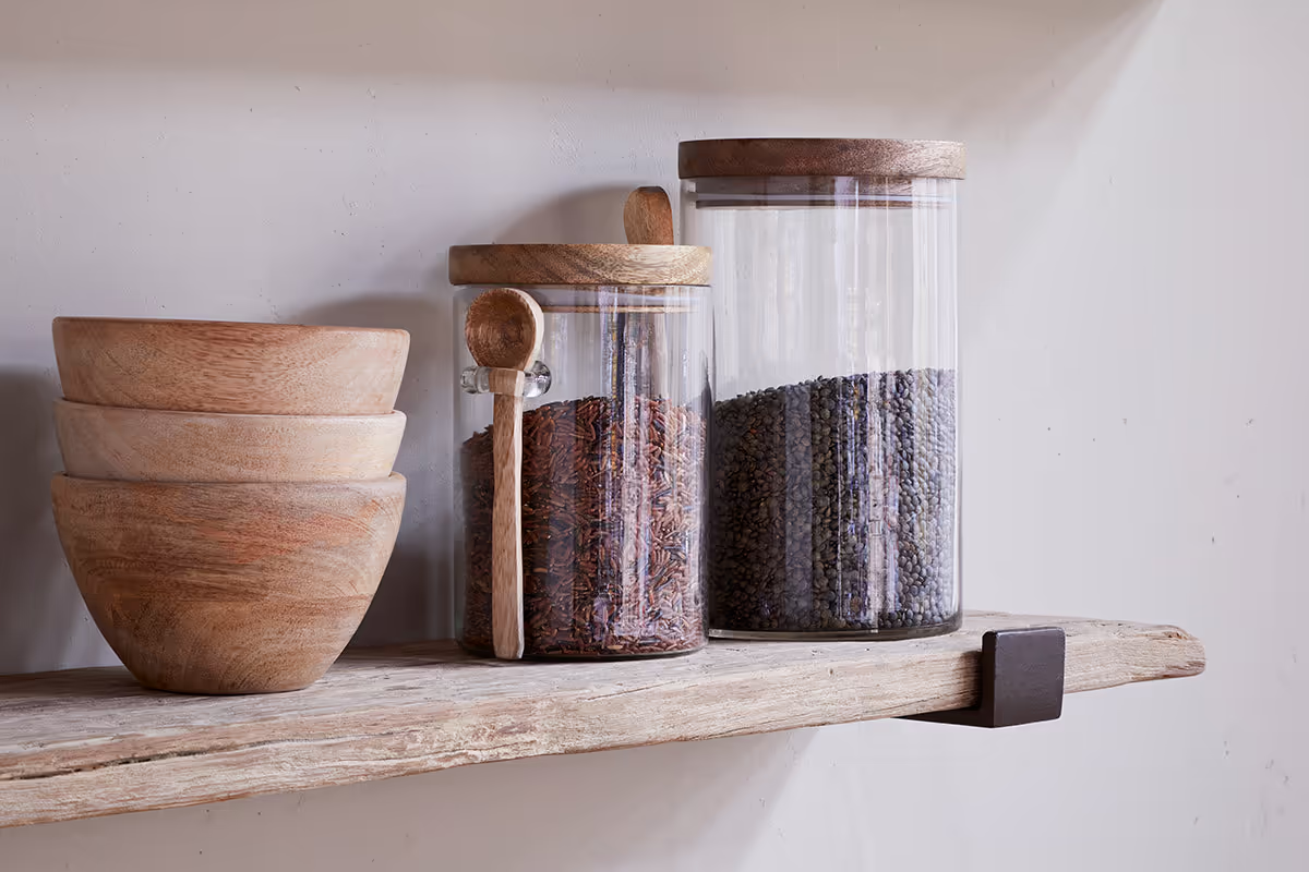 Nkuku - Ibo Reclaimed Wood & Iron Shelf - Natural - Small