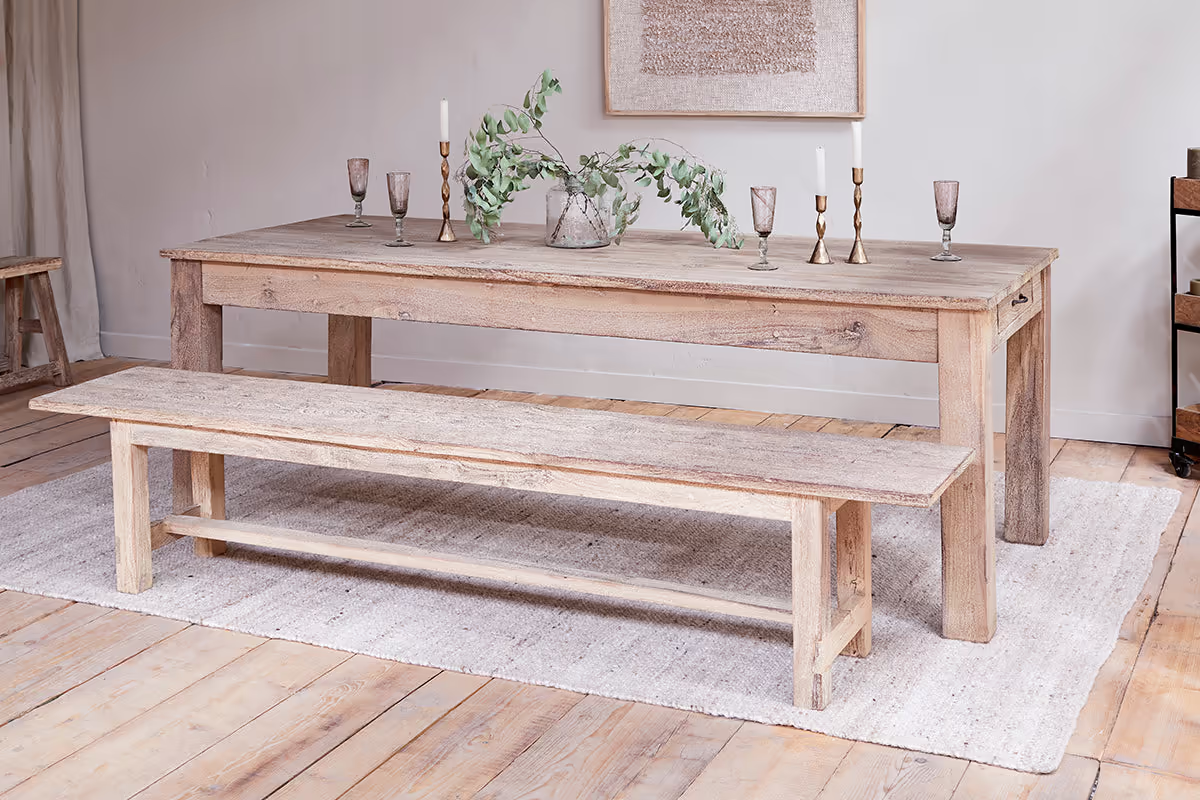 Nkuku - Fioni Reclaimed Wood Bench - Natural - Small