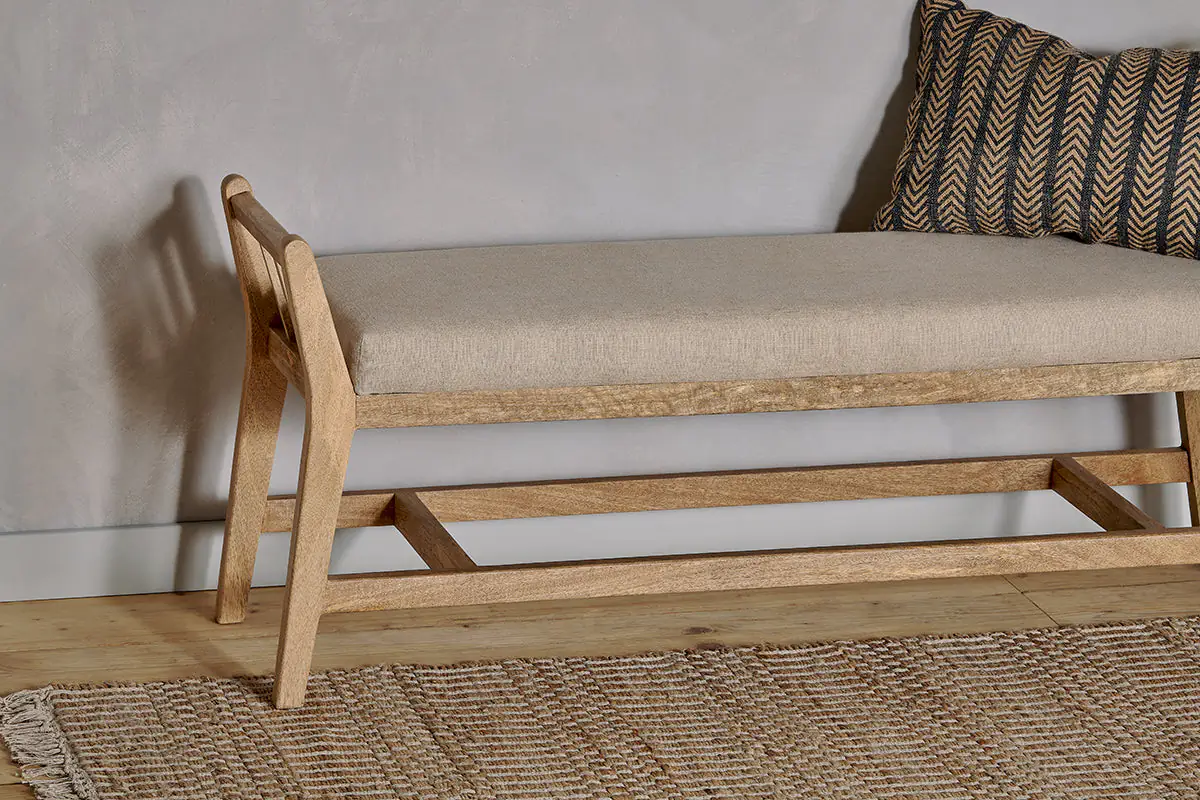 Nkuku - Avanthi Upholstered Sleigh Bench - Natural