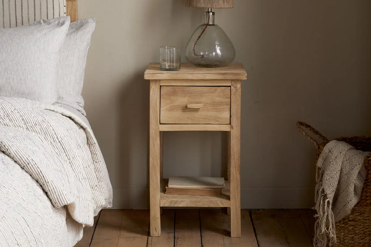 Nkuku - Vivan Grooved Bedside Table - Natural
