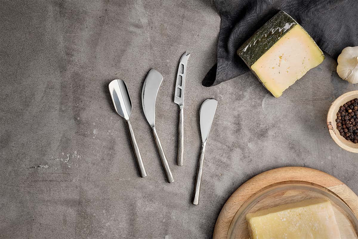 Nkuku - Darsa Cheese Knife Set - Brushed Silver (Set of 4)