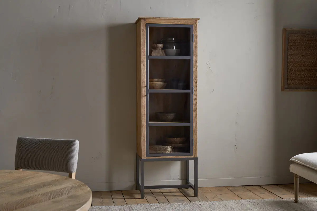Nkuku - Nirvi Mango Wood & Iron Tall Cabinet - Black