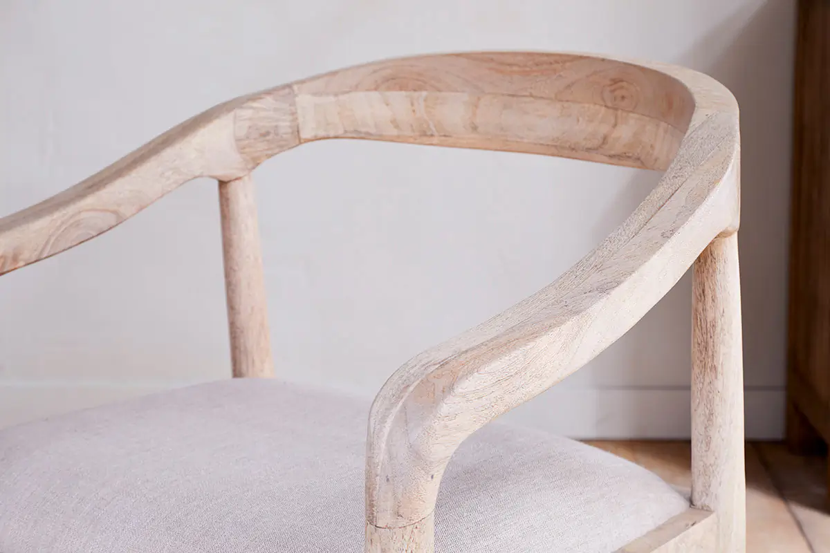 Nkuku - Anbu Mango Wood Upholstered Dining Chair - Natural