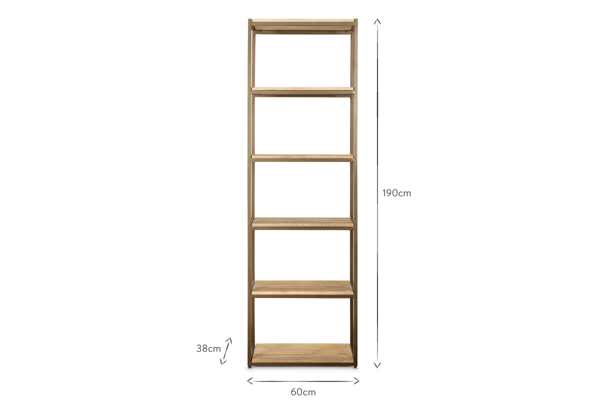 Nkuku - Marjori Mango Wood And Iron Standing Shelves - Narrow