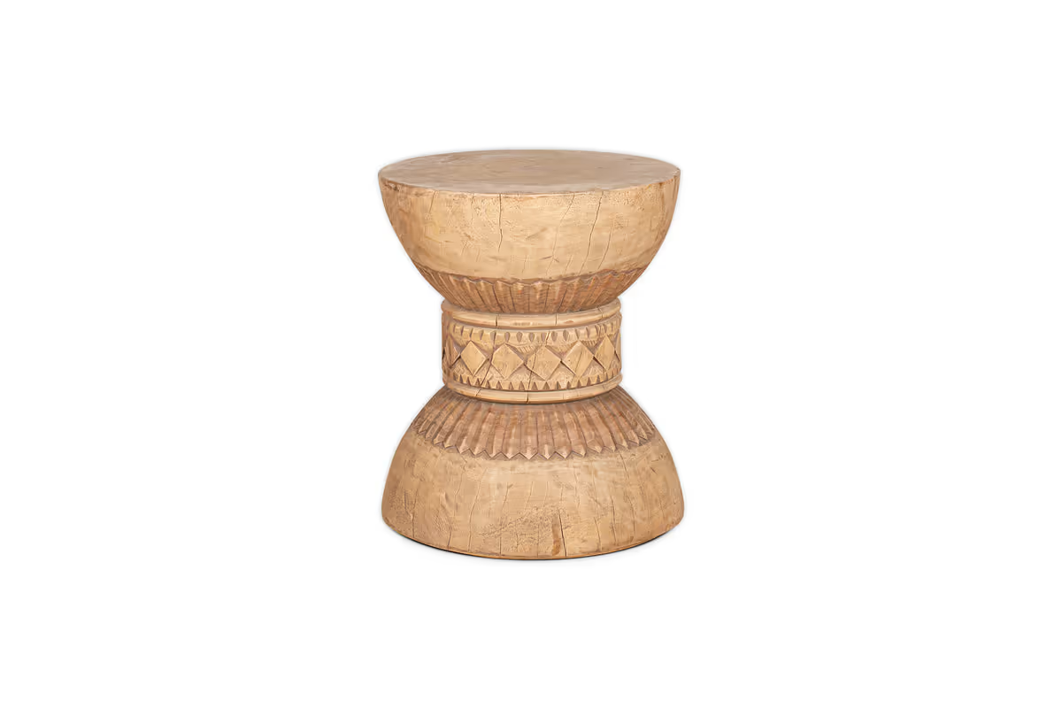 Nkuku - Taru Carved Side Table - Natural