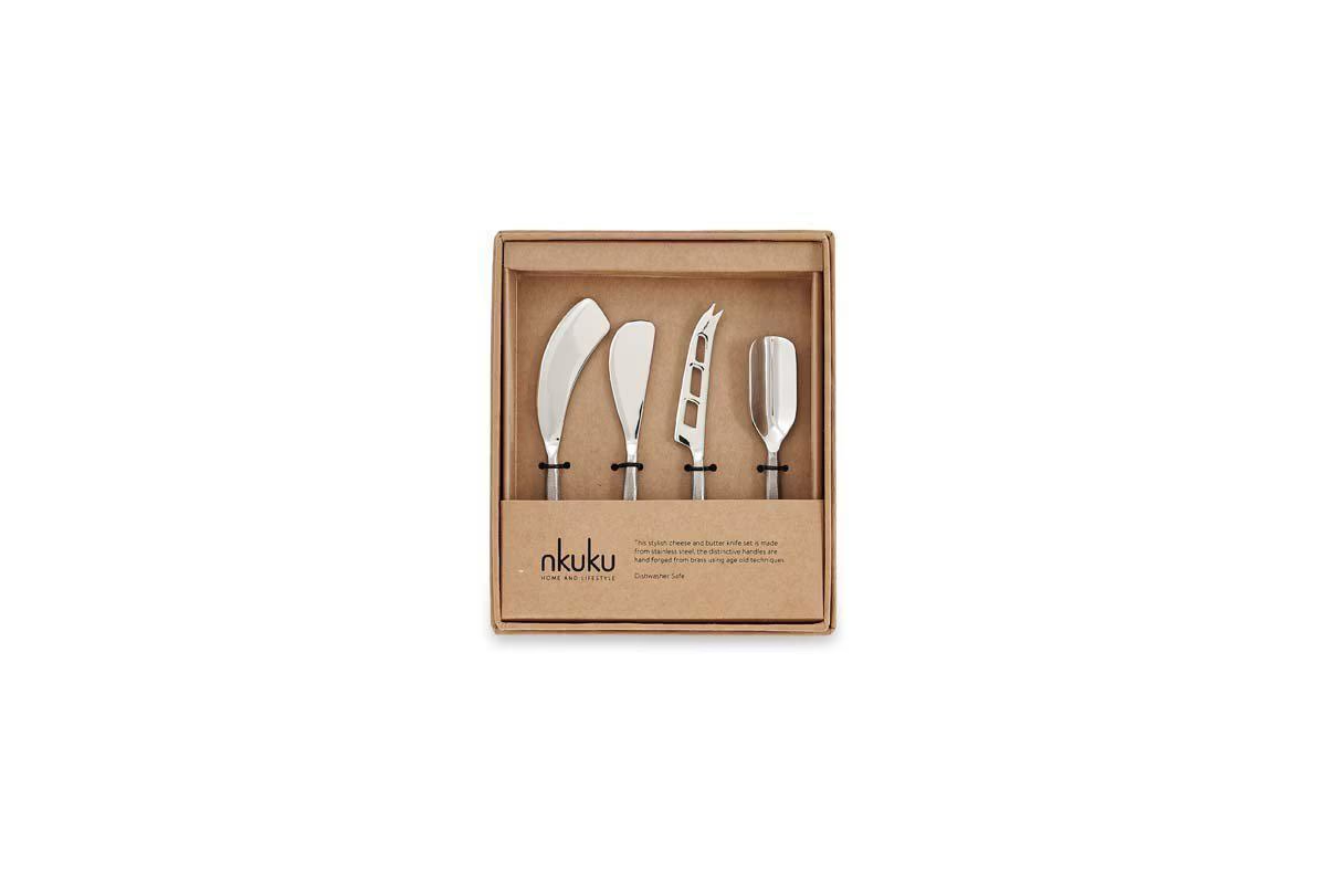 Nkuku - Darsa Cheese Knife Set - Brushed Silver (Set of 4)