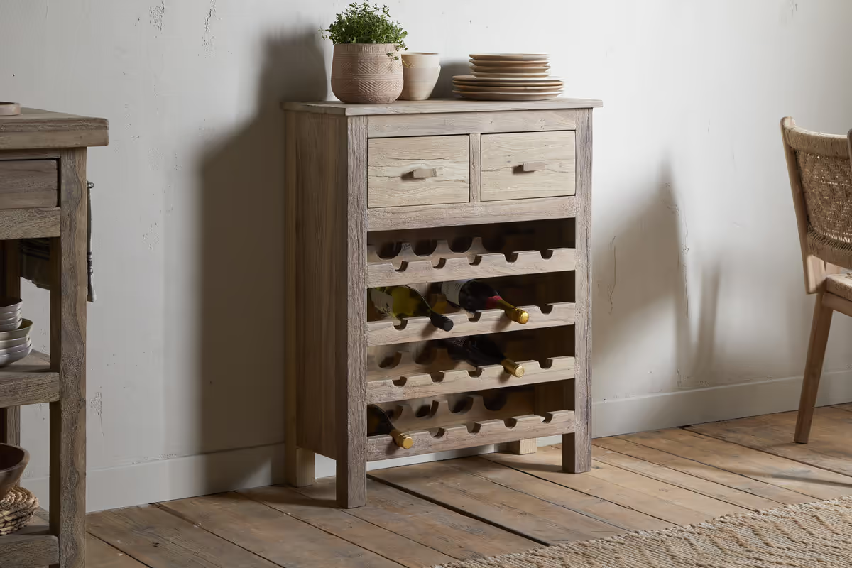 Nkuku - Shanthi Reclaimed Wood Wine Rack - Natural
