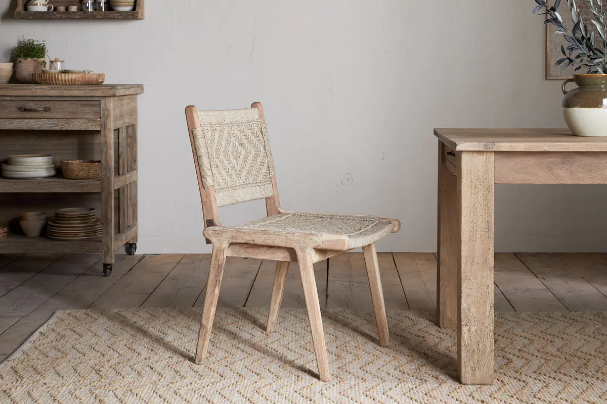 Nkuku - Vinay Woven Armless Dining Chair - Natural
