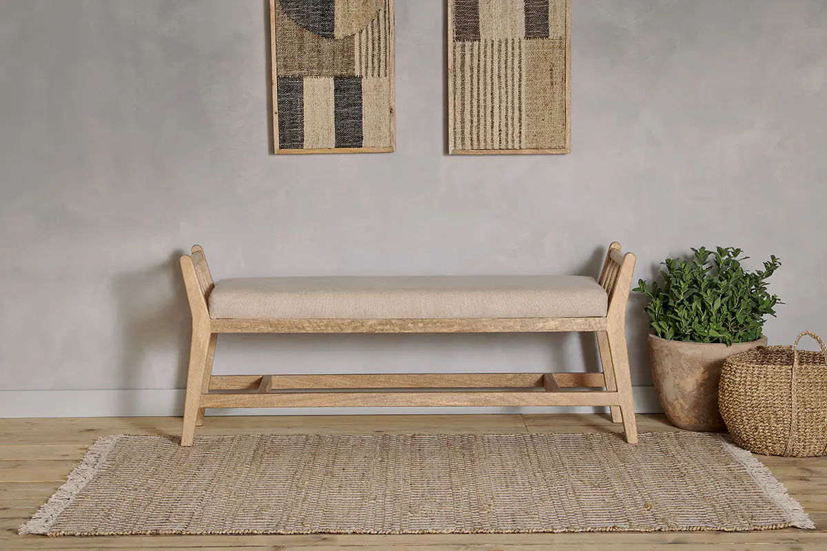 Nkuku - Avanthi Upholstered Sleigh Bench - Natural