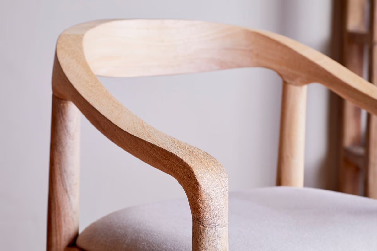 Nkuku - Anbu Mango Wood Upholstered Counter Chair - Natural