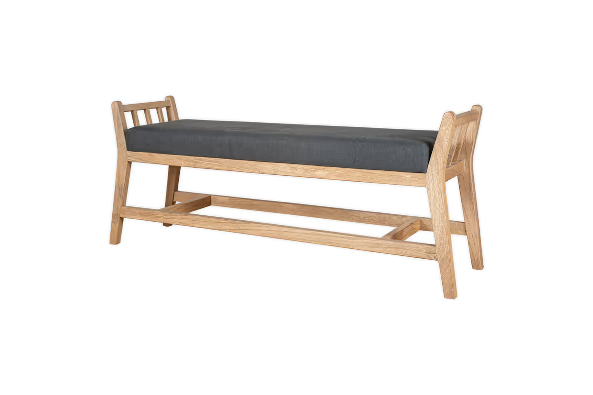 Nkuku - Avanthi Upholstered Sleigh Bench - Charcoal