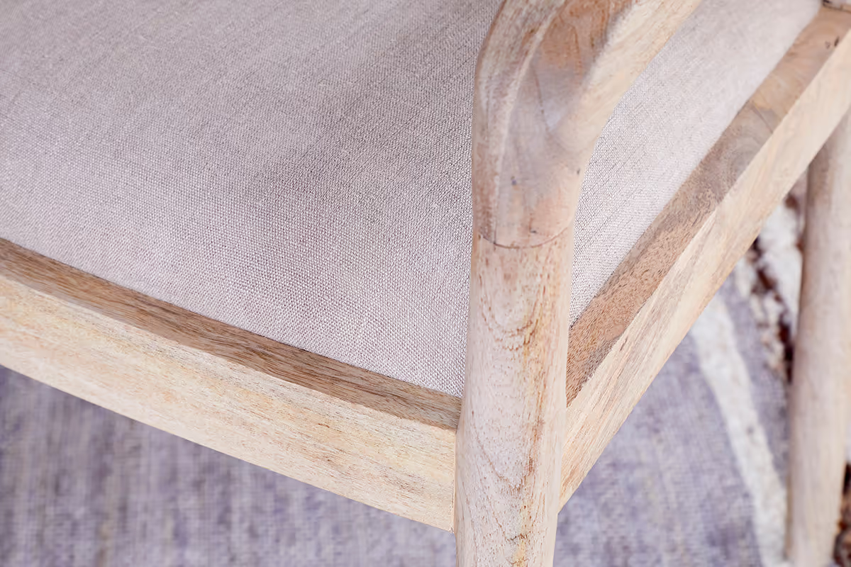 Nkuku - Anbu Mango Wood Upholstered Dining Chair - Natural
