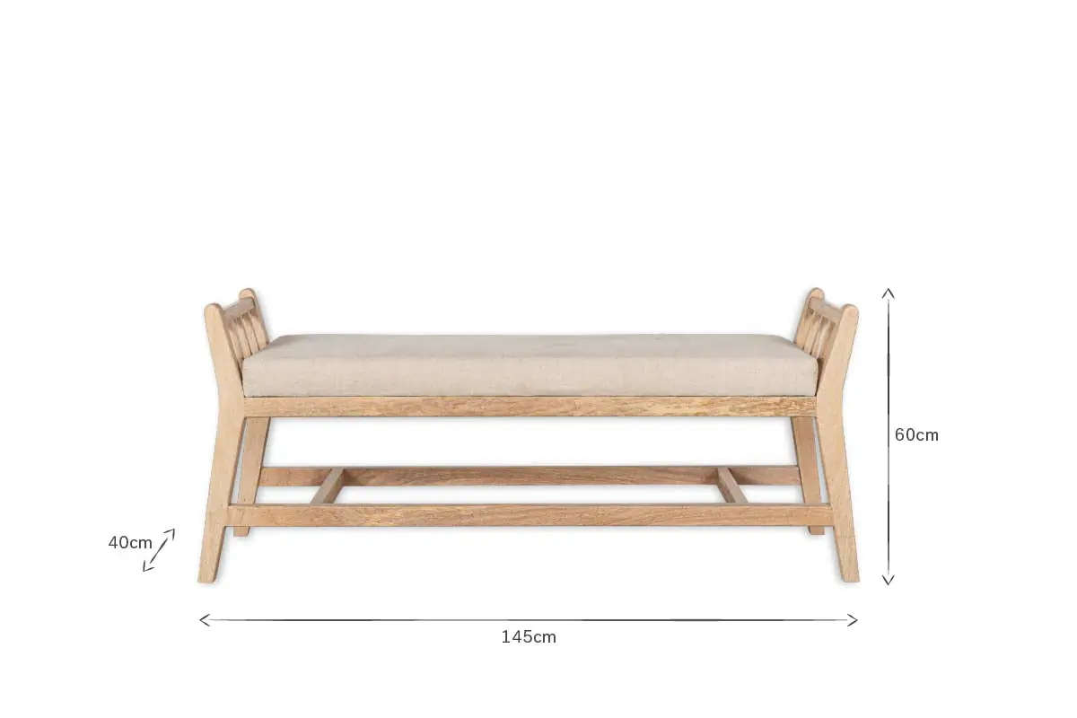Nkuku - Avanthi Upholstered Sleigh Bench - Natural