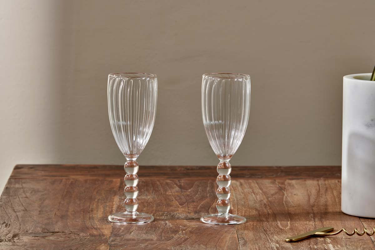 Nkuku - Santosa Champagne Flute - Clear (Set of 2)