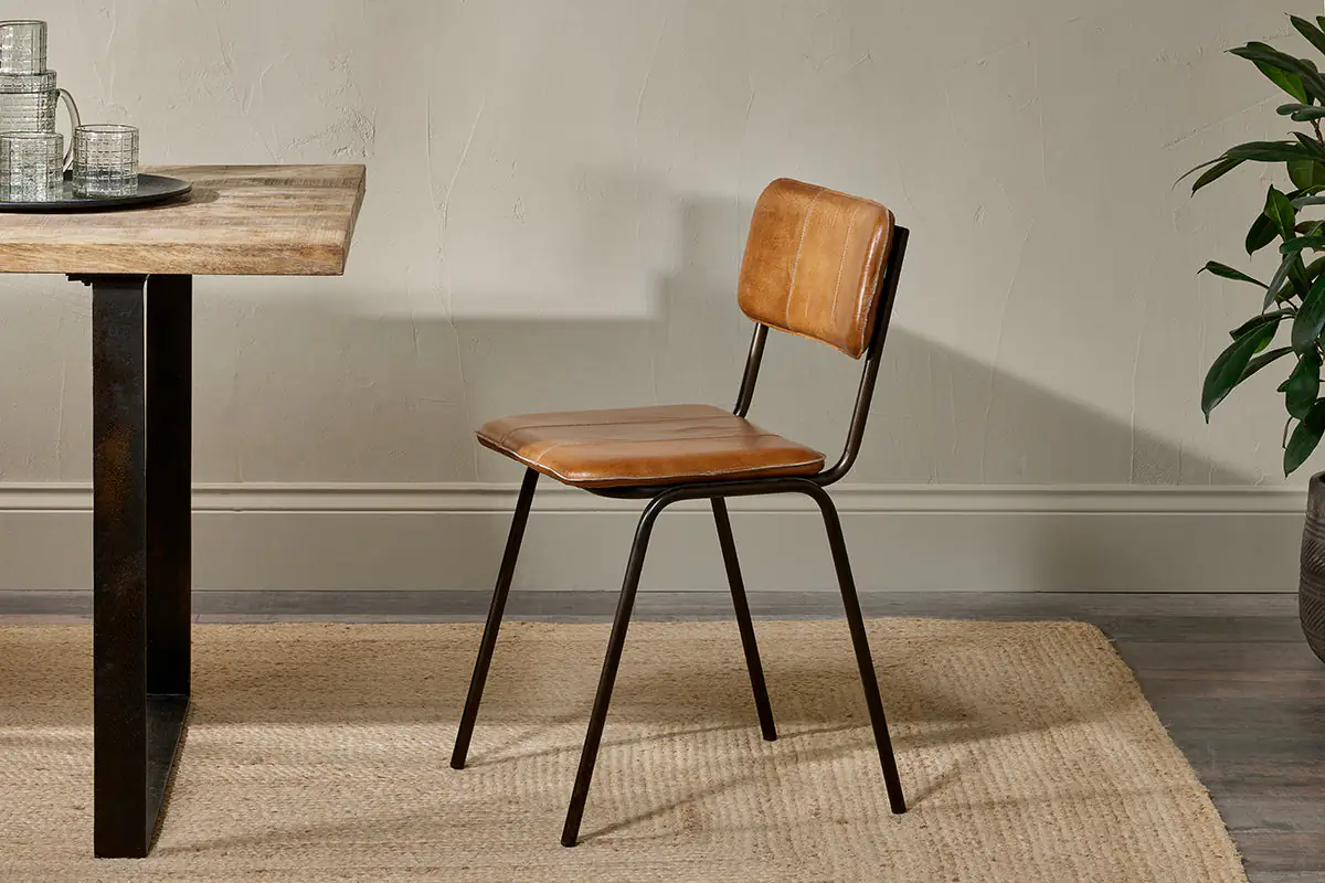 Nkuku - Ukari Leather Dining Chair - Aged Tan