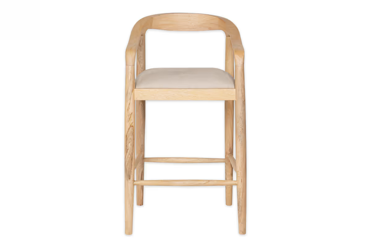 Nkuku - Anbu Mango Wood Upholstered Counter Chair - Natural