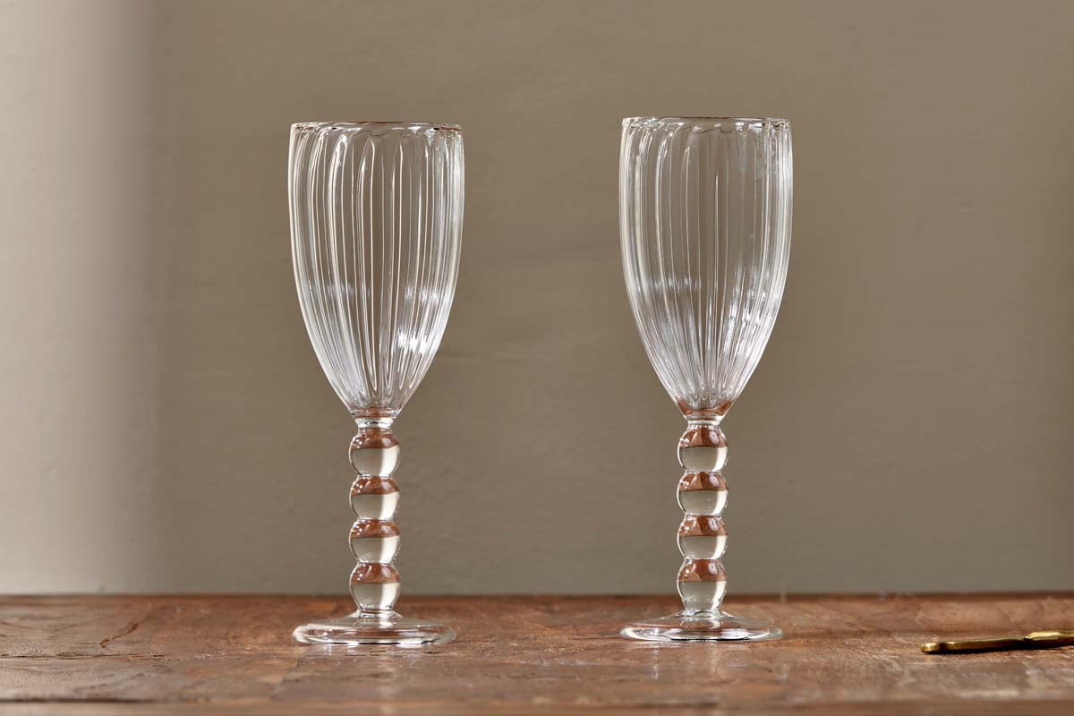 Nkuku - Santosa Champagne Flute - Clear (Set of 2)