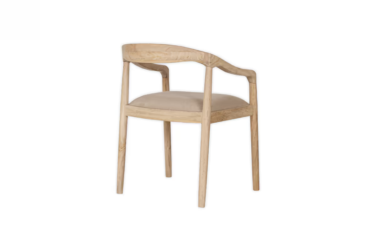 Nkuku - Anbu Mango Wood Upholstered Dining Chair - Natural