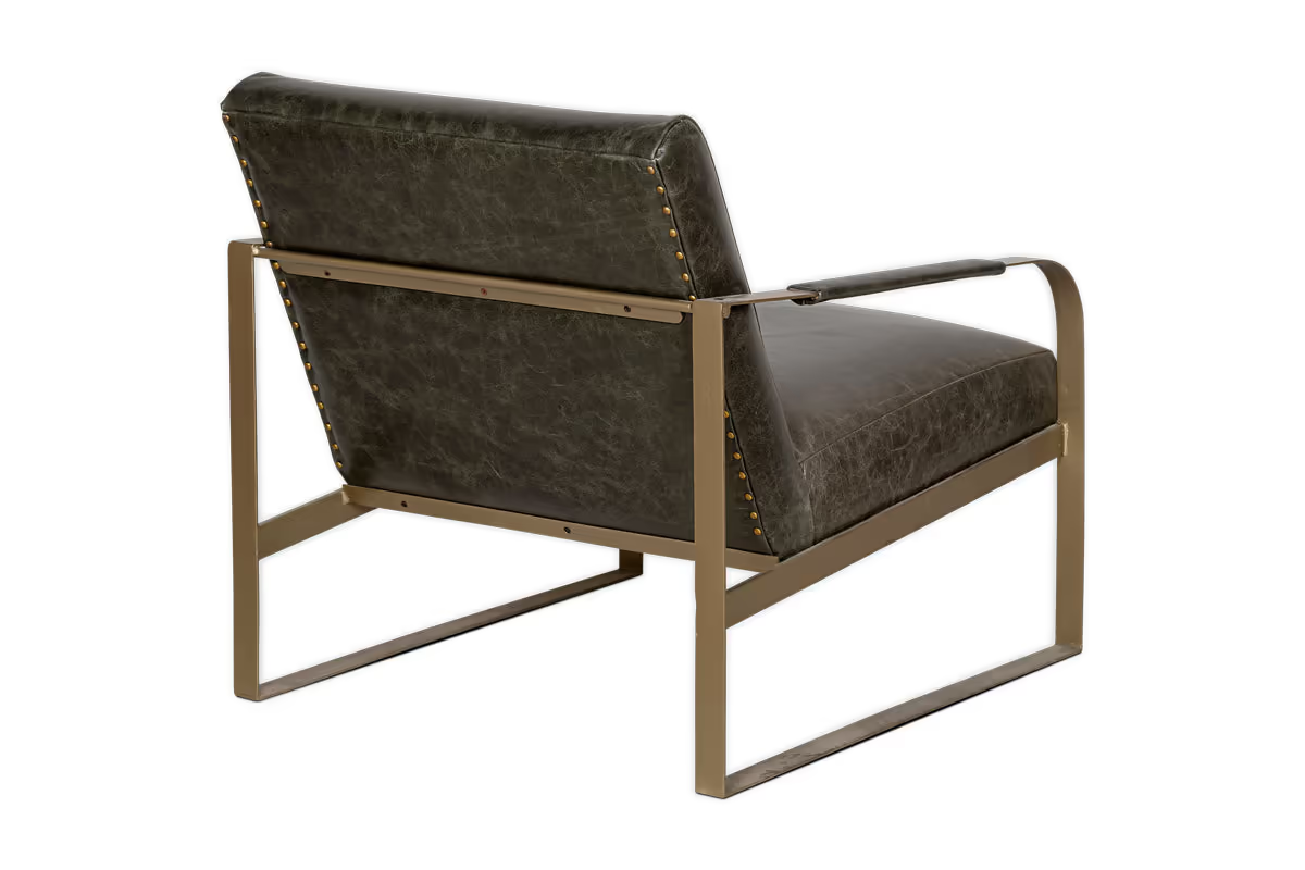Nkuku - Adra Leather & Brass Occasional Chair - Moss Green