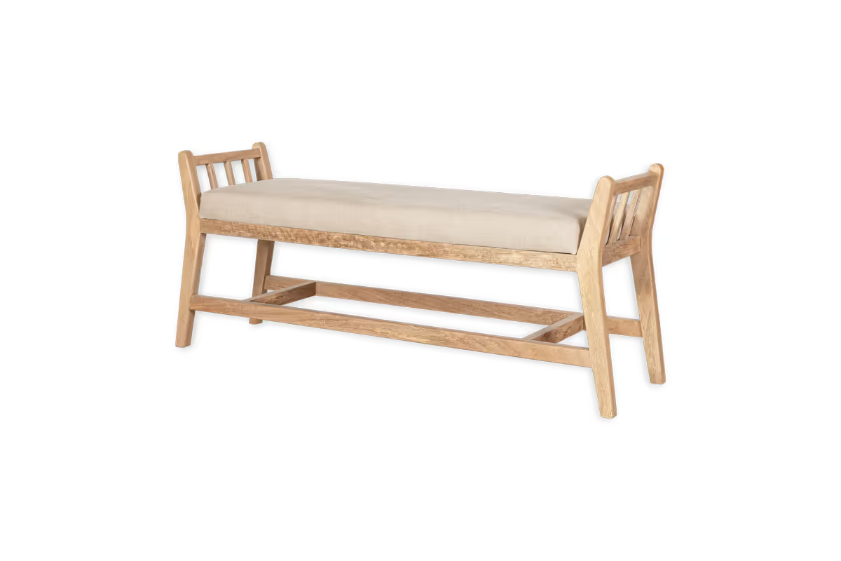 Nkuku - Avanthi Upholstered Sleigh Bench - Natural