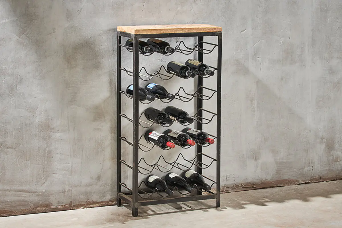 Nkuku - Obra Industrial Wine Rack - Mango Wood & Iron - Large