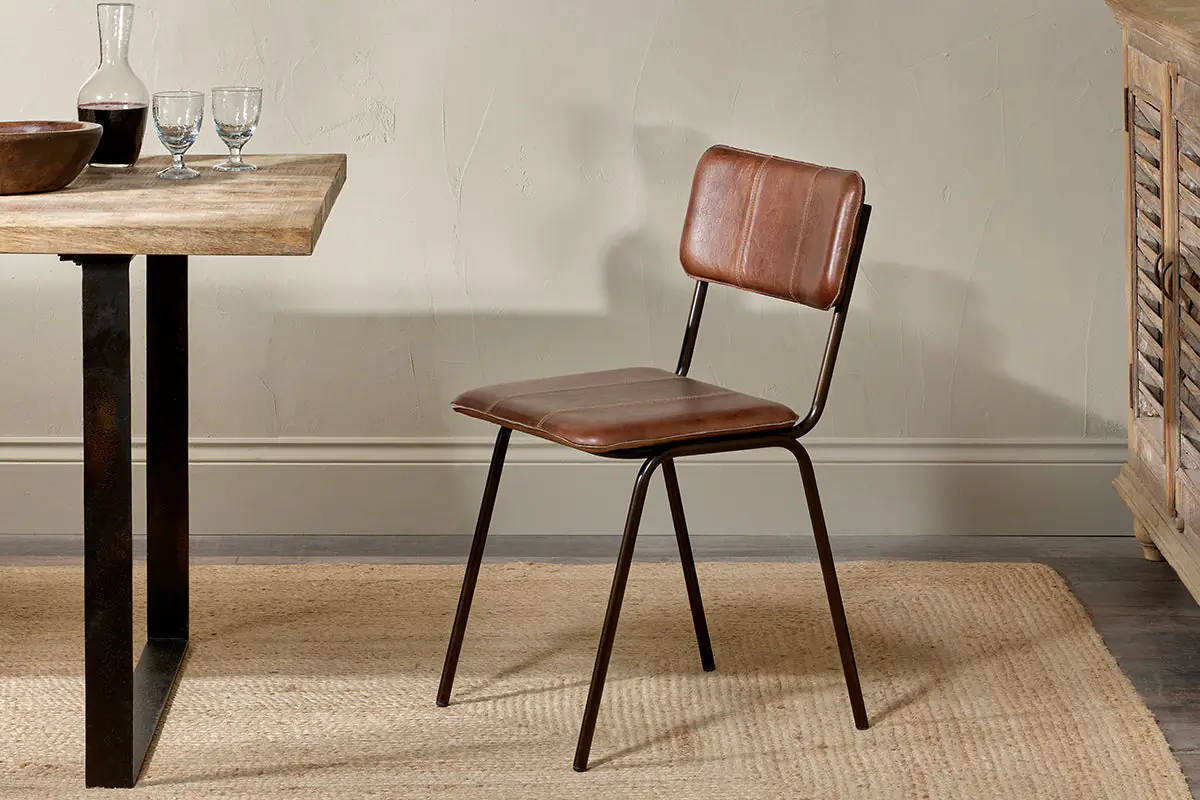Nkuku - Ukari Leather Dining Chair - Chocolate Brown