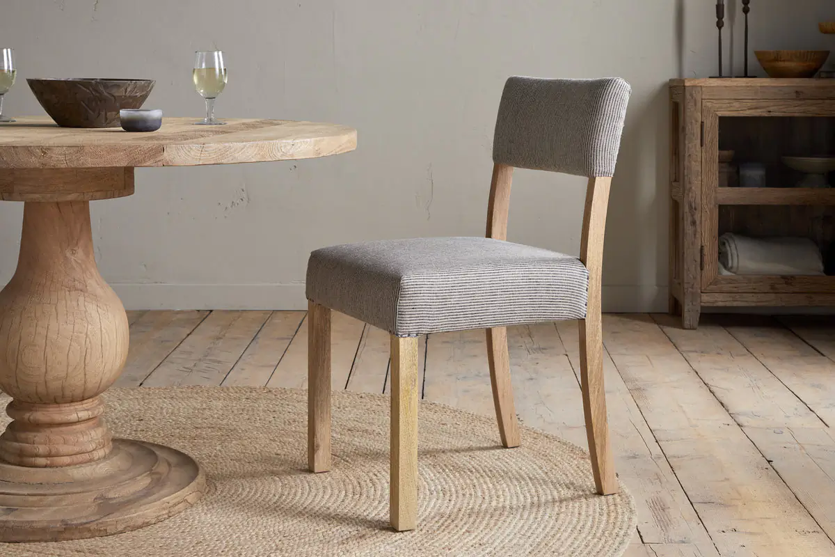Nkuku - Nadeeka Linen Upholstered Dining Chair - Soft Grey