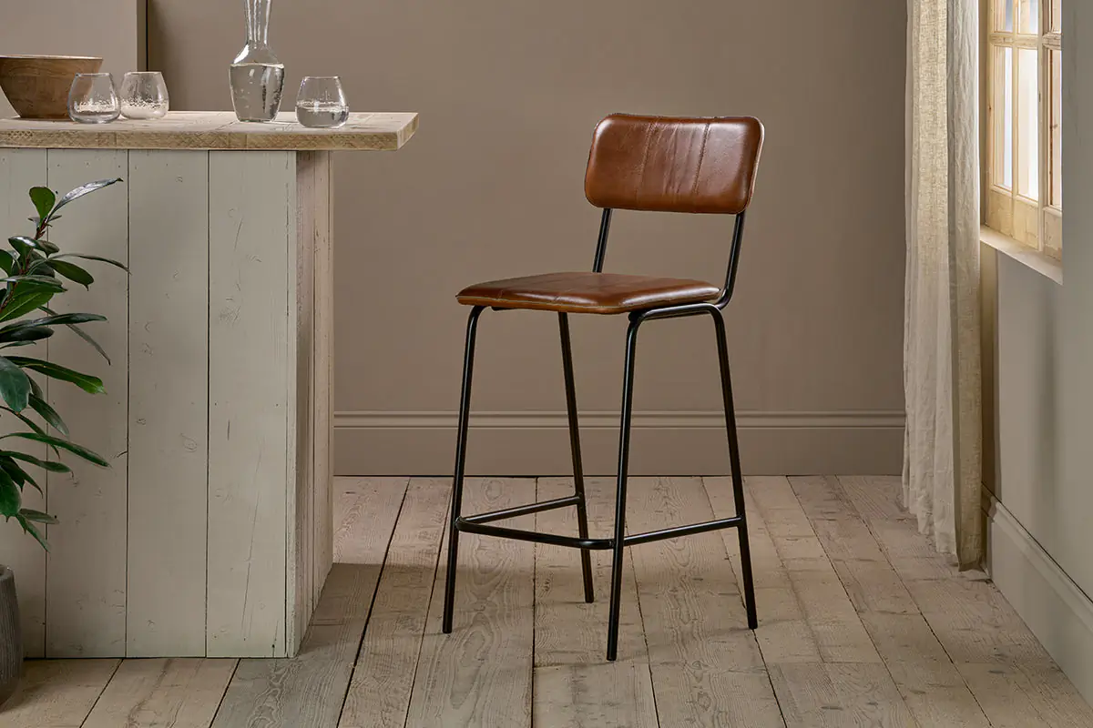 Nkuku - Ukari Counter Chair - Aged Tan