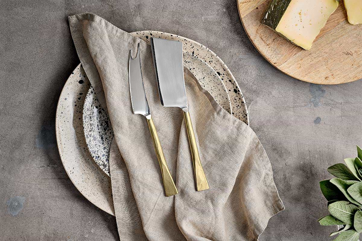 Nkuku - Ena Cheese Knife Set - Brushed Gold (Set of 2)
