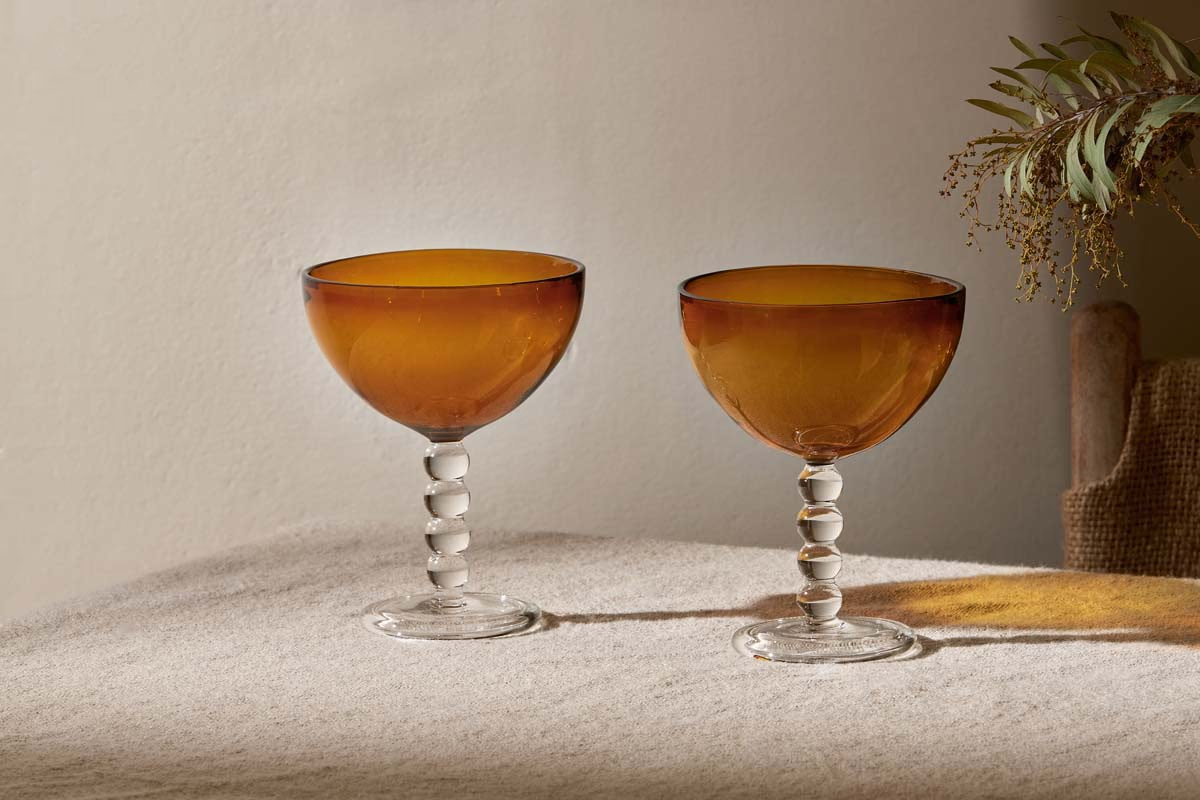 Nkuku - Thimma Champagne Coupe - Amber (Set of 2)