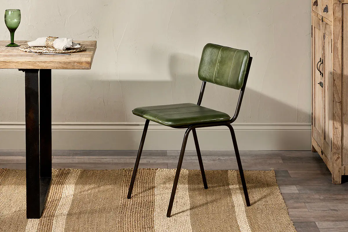 Nkuku - Ukari Leather Dining Chair - Rich Green