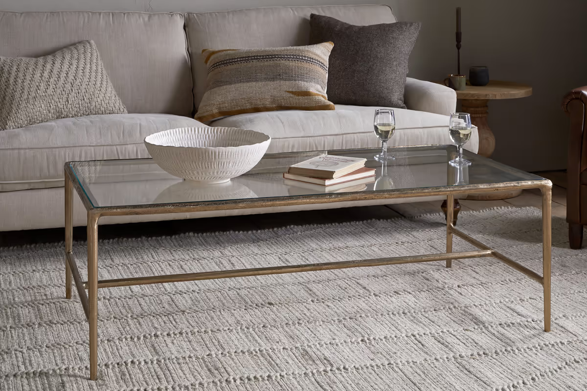Nkuku - Gilasi Cast Metal & Glass Coffee Table - Antique Brass