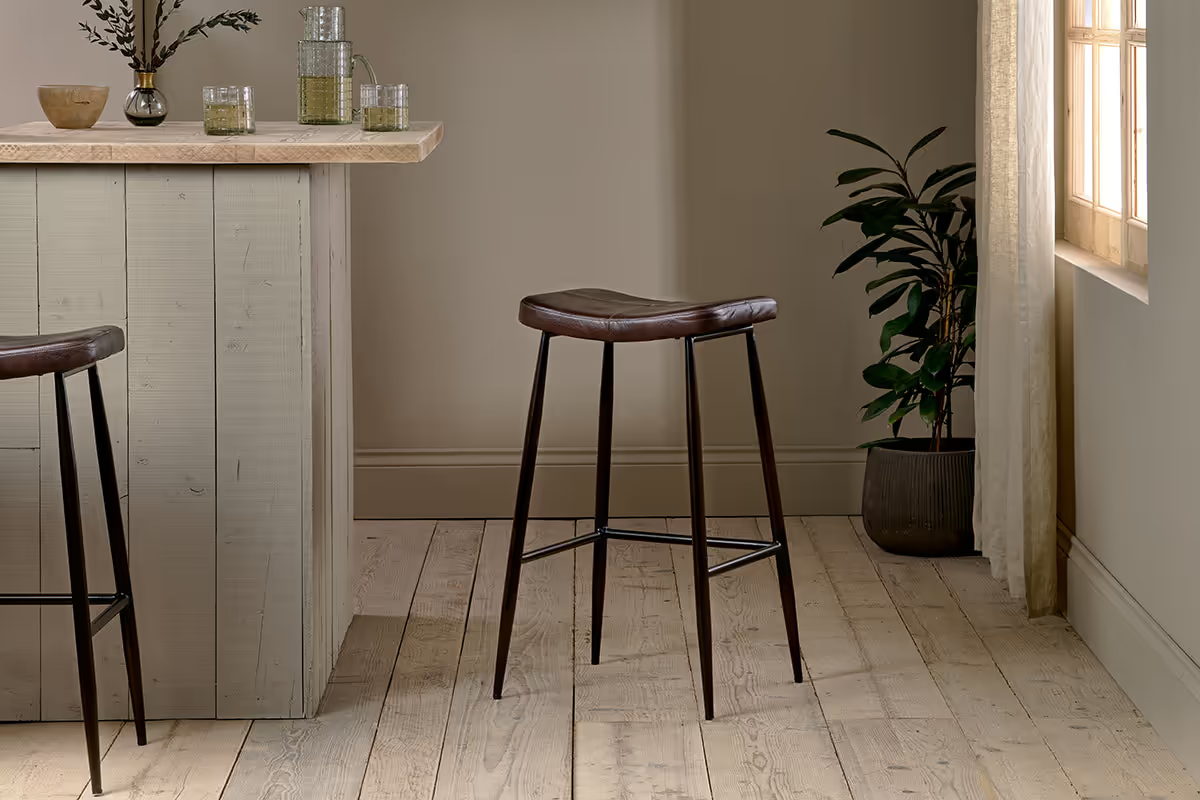 Nkuku - Samaira Leather Counter Stool - Dark Brown