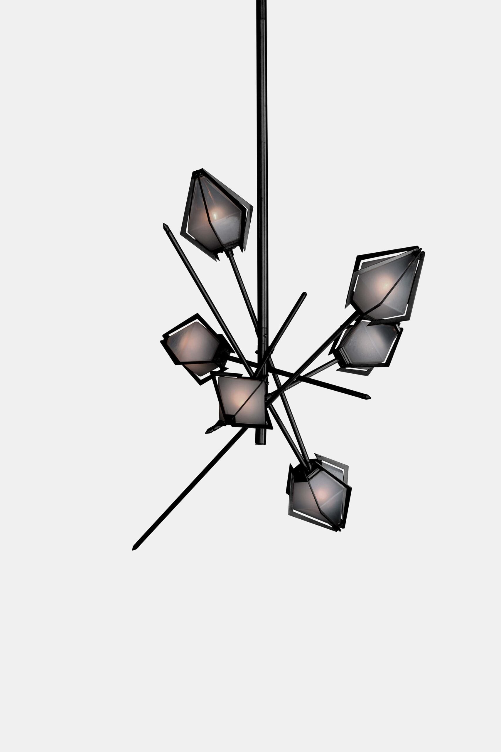 HARLOW SMALL CHANDELIER-SMOKED GRAY GLASS-BLACKENED STEEL FINISH-GABRIEL SCOTT-min