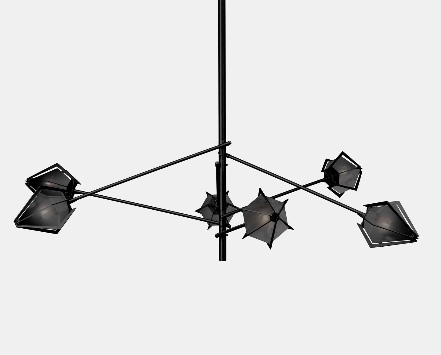 HARLOW SPOKE LARGE CHANDELIER-SMOKED GRAY GLASS-BLACKENED STEEL-GABRIEL SCOTT-min